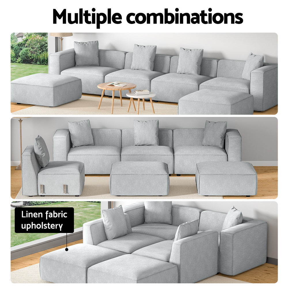 NNEDSZ Artiss Modular Sofa Chaise Set 6-Seater Grey