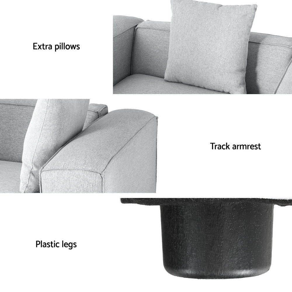 NNEDSZ Artiss Modular Sofa Chaise Set 6-Seater Grey